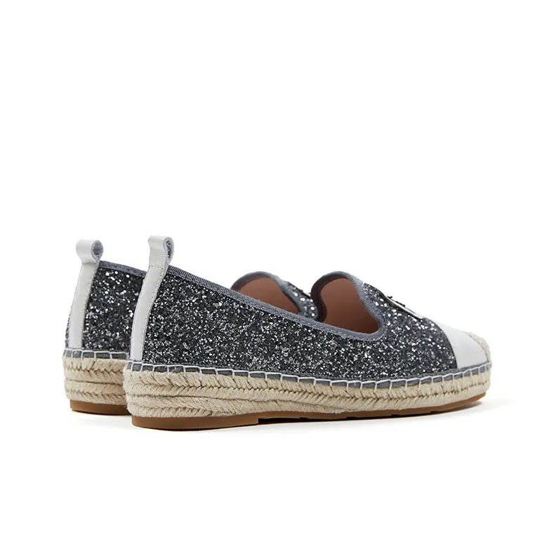 Marie Claire Espadrilles Women's Shimmering Silver+White-3