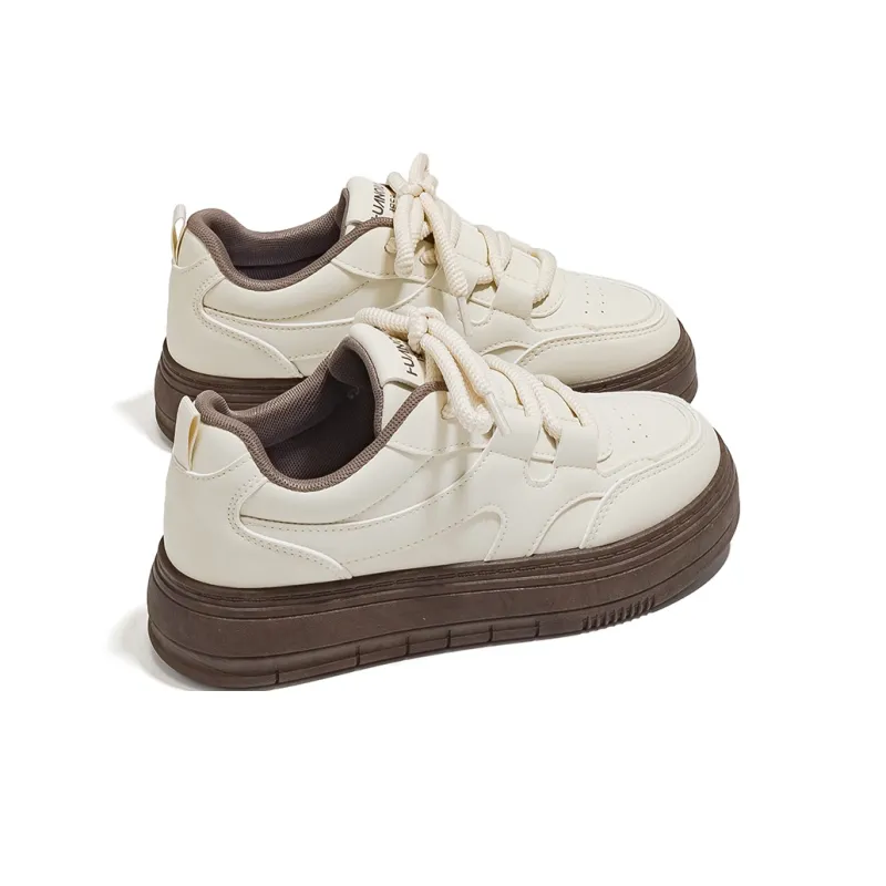 HUANQIU Slip Resistant Lightweight Breathable Low Top Skateboard Shoes Women's Light Coffee-3