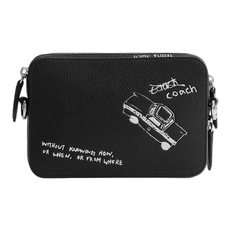 COACH Charter Leather Crossbody Bag, Shoulder Bag Small Size Men's Black-2