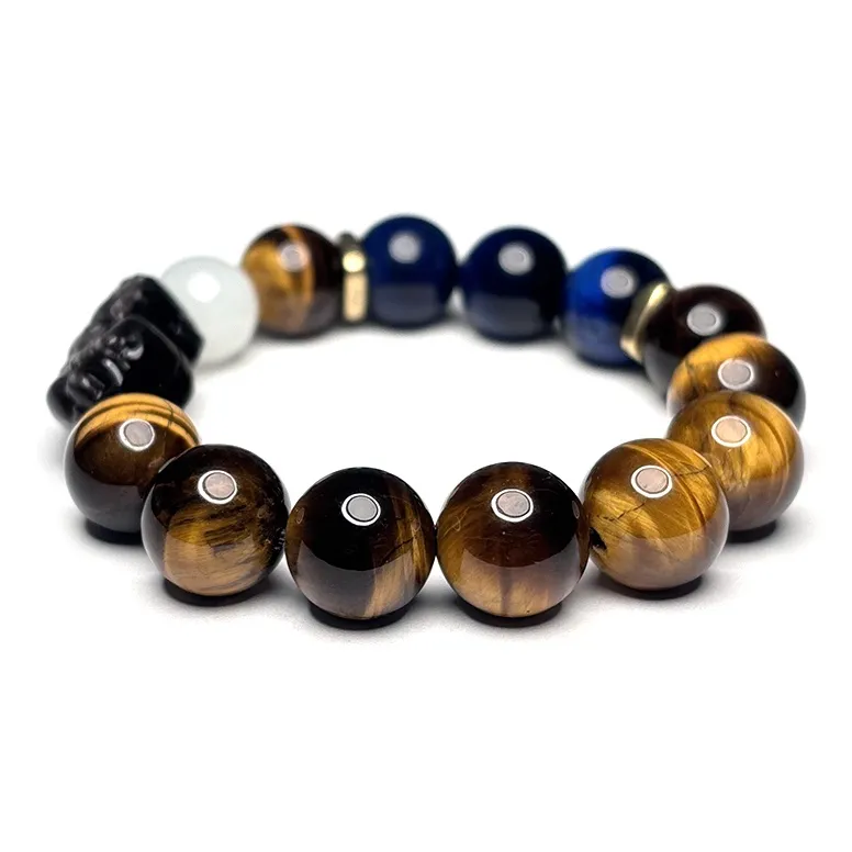 MOUNTAINS AND MANS Tiger's Eye Stone Luxury Good Luck Beaded Bracelet Men's-1