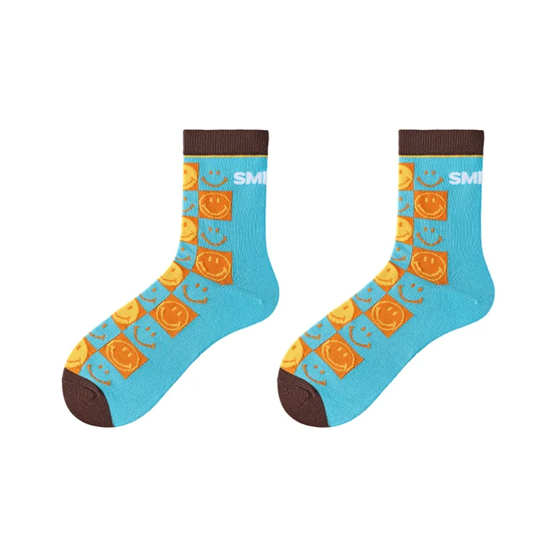 SMILEY Mid Calf Socks Unisex Combo Set-7
