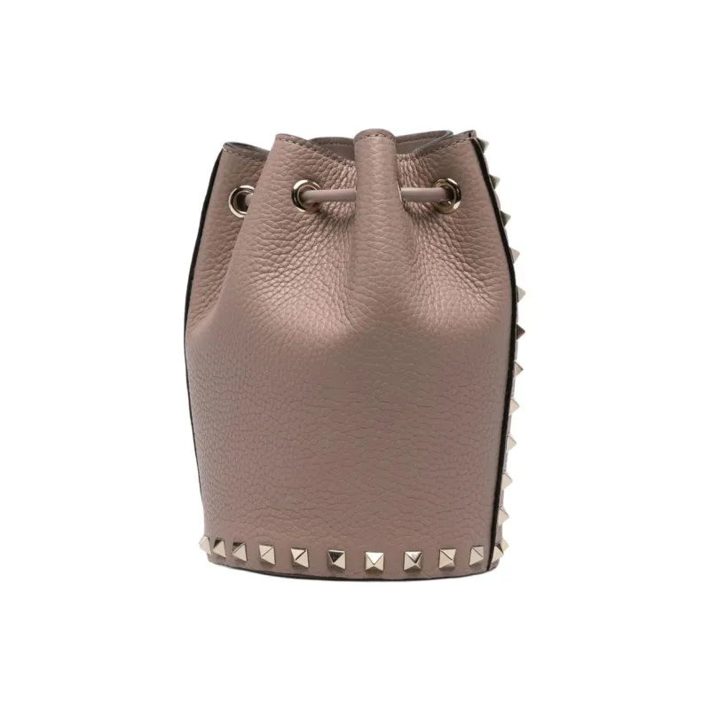Valentino Rockstud Calfskin Bucket Bags Shoulder Bags Regular Women's Umber-1