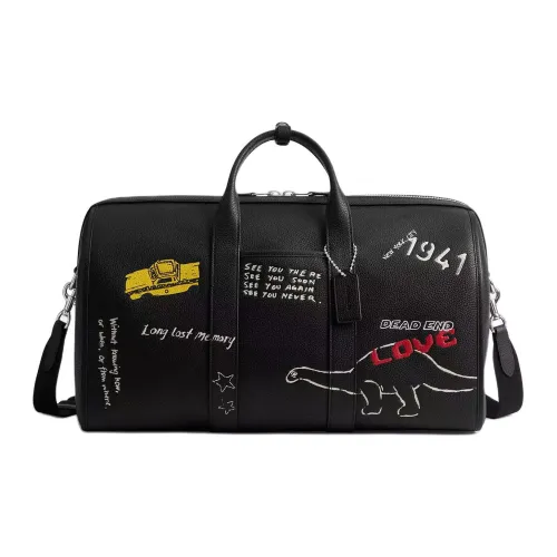COACH Leather Travel Bag Men's Black