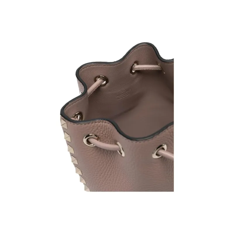 Valentino Rockstud Calfskin Bucket Bags Shoulder Bags Regular Women's Umber-2