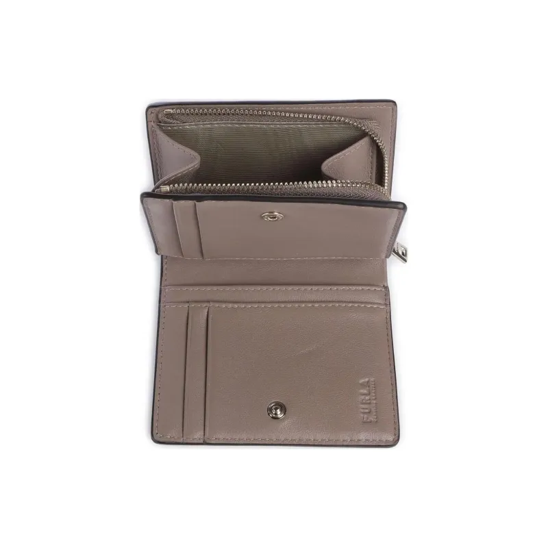Furla Grain Leather Wallet Trumpets Women's Taupe-3