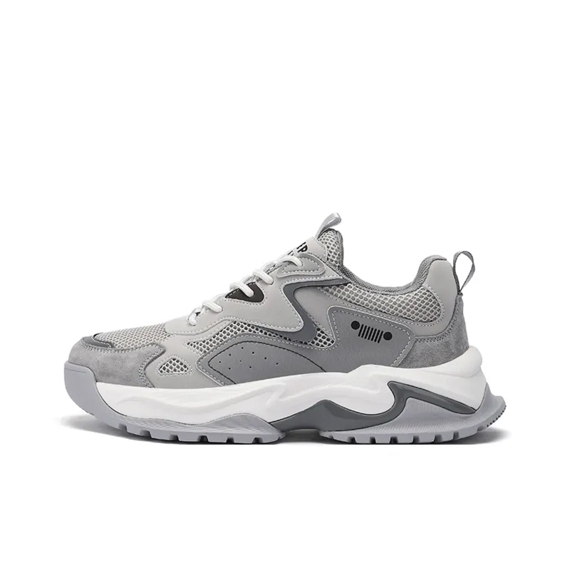 JEEP SPIRIT Slip Resistant, Abrasion Resistant, Breathable, Height Increasing Low Top Chunky Sneakers Unisex Gray-0
