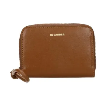 JIL SANDER Leather Coin Purse Women's Acorn Brown