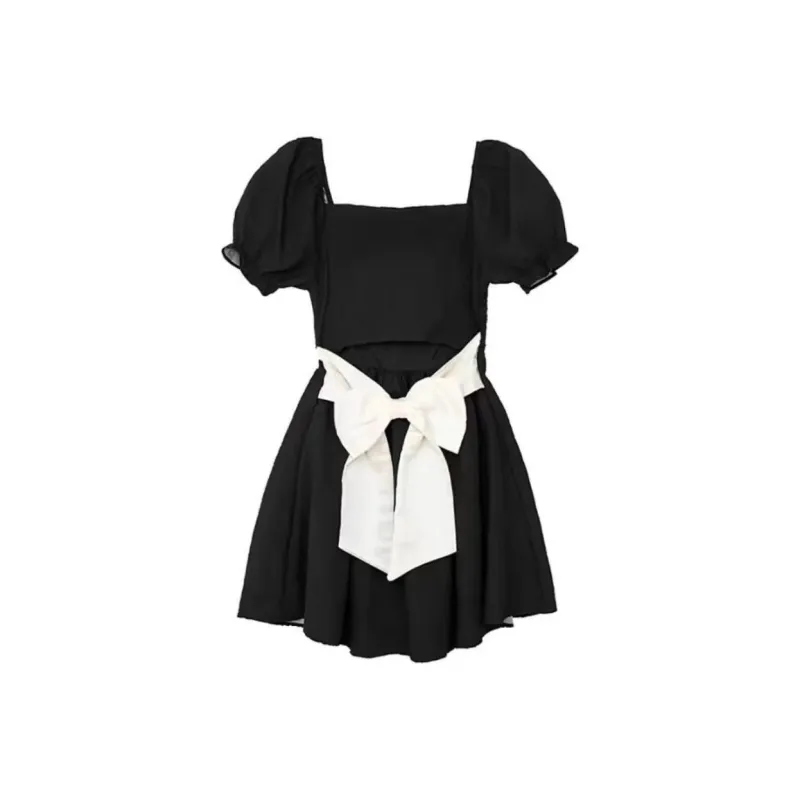 PAIN OR PLEASURE Summer Short Sleeved Dresses Women's Black-1