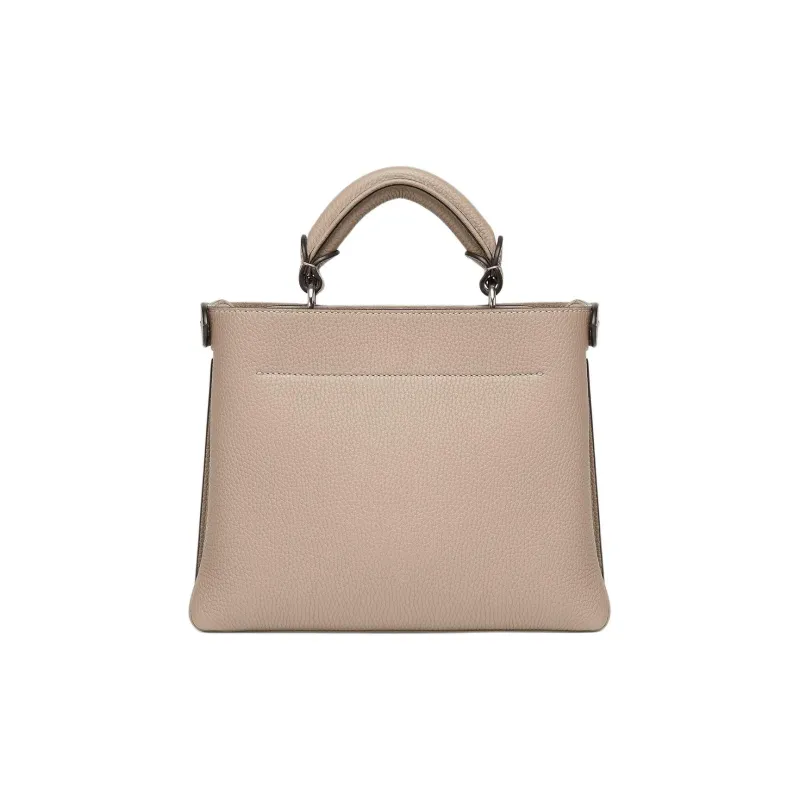 FENDI Peekaboo Calfskin One Shoulder Handbag Small Size Women's Dove Gray With Multicolor-3