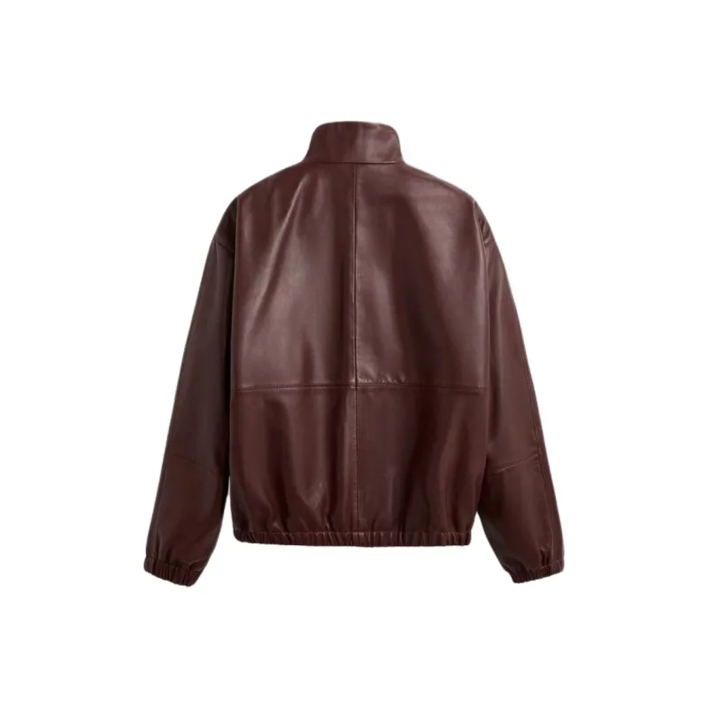 ZARA Leather Jacket Men's Burgundy-1