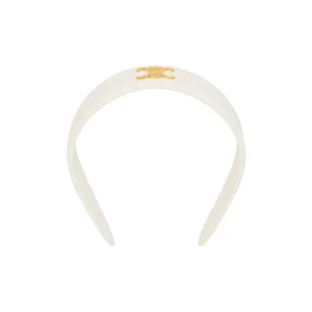 CELINE Cow Leather Headbands Women's White