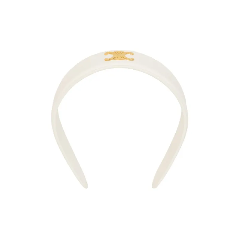 CELINE Cow Leather Headbands Women's White-0