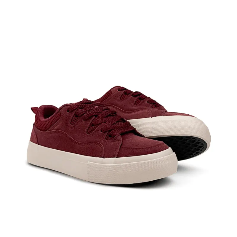 Mengsai Low Top Skateboard Shoes Women's Angora Red-2