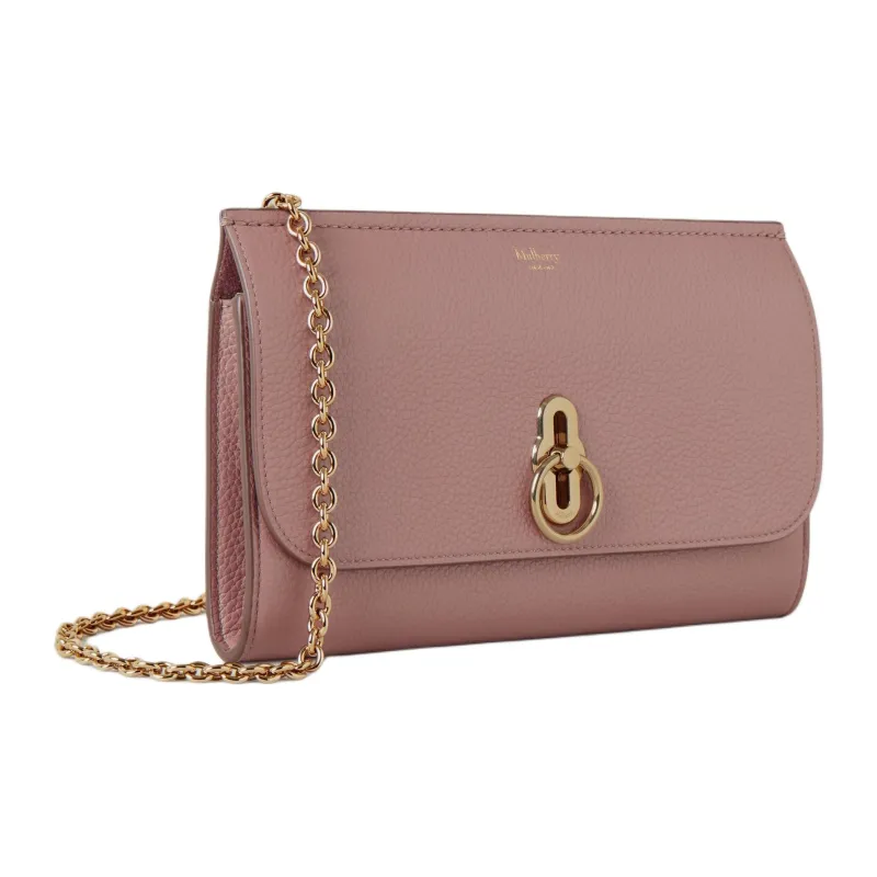 Mulberry Cow Leather Clutch Bag Over The Shoulder Small Size Women's Rose Pink-1