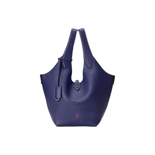 Polo Ralph Lauren Cow Leather Tote Bag Shopping Bag Handbag Women's Ink Blue