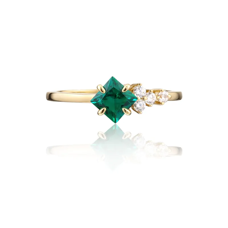 ATTAGEMS 925 Sterling Silver Artificial Gemstone Rings Women's Green-1