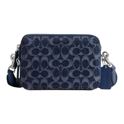 COACH Charter Denim Shoulder Bag Small Size Men's Dark Blue