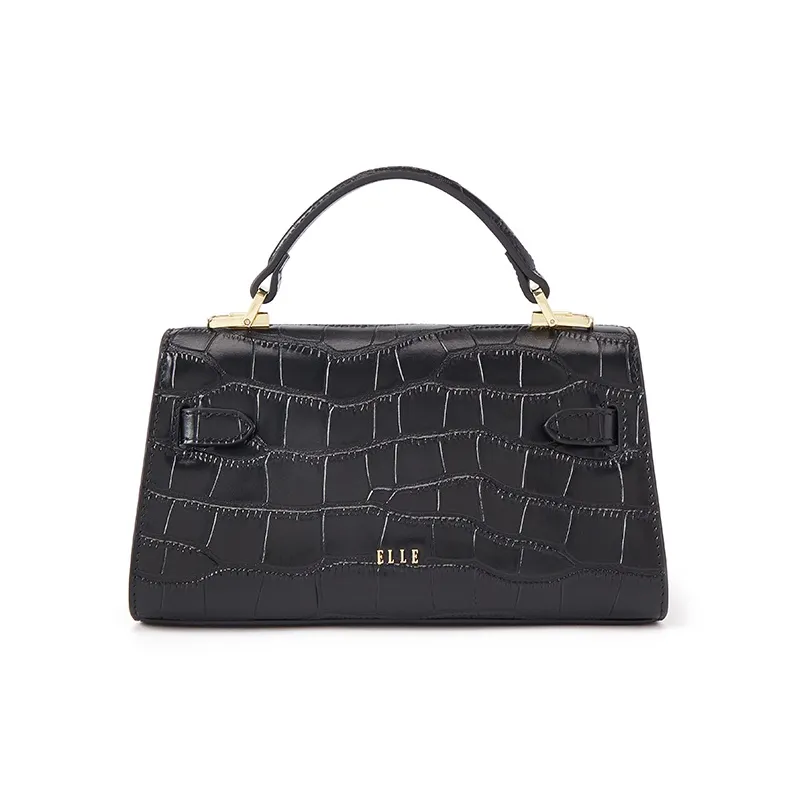 ELLE Crocodile Pattern Cow Leather Handbag Women's Multicolor-2