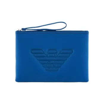 EMPORIO ARMANI Polyester Clutch Medium Size Unisex Blue