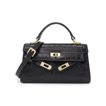 ELLE Crocodile Pattern Cow Leather Handbag Women's Multicolor