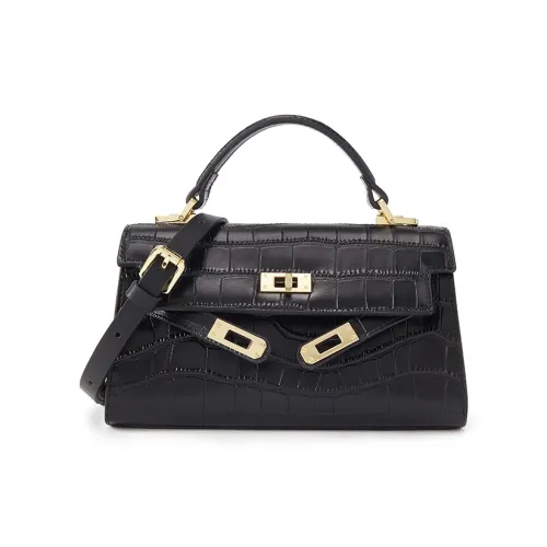 ELLE Crocodile Pattern Cow Leather Handbag Women's Multicolor