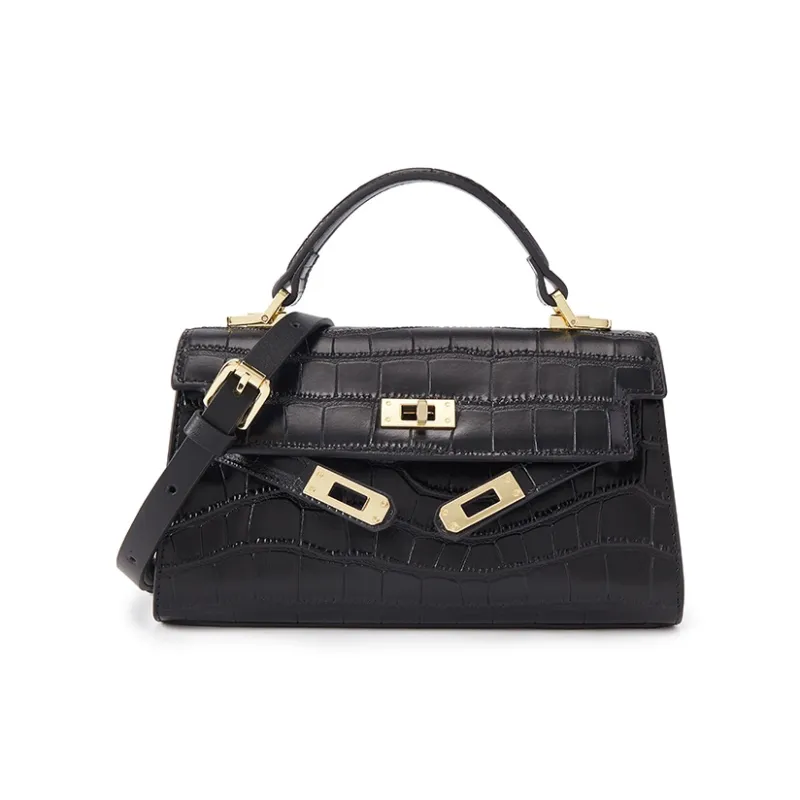 ELLE Crocodile Pattern Cow Leather Handbag Women's Multicolor-0
