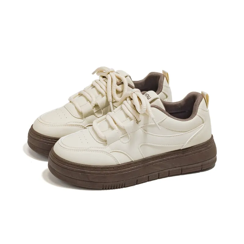 HUANQIU Slip Resistant Lightweight Breathable Low Top Skateboard Shoes Women's Light Coffee-2