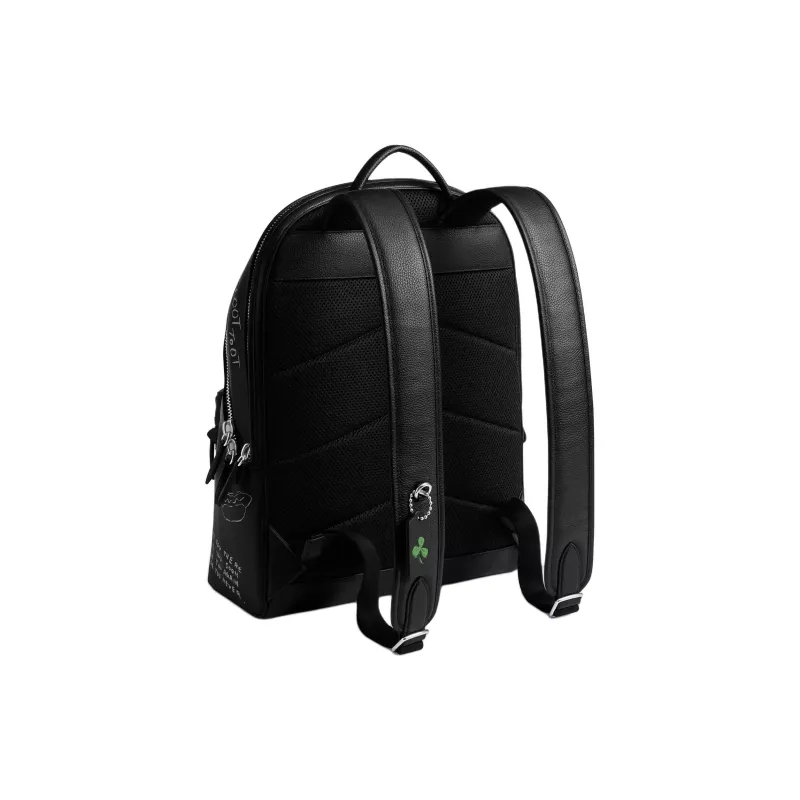 COACH Charter Polished Pebbled Leather Backpack Tubas Men's Black-1