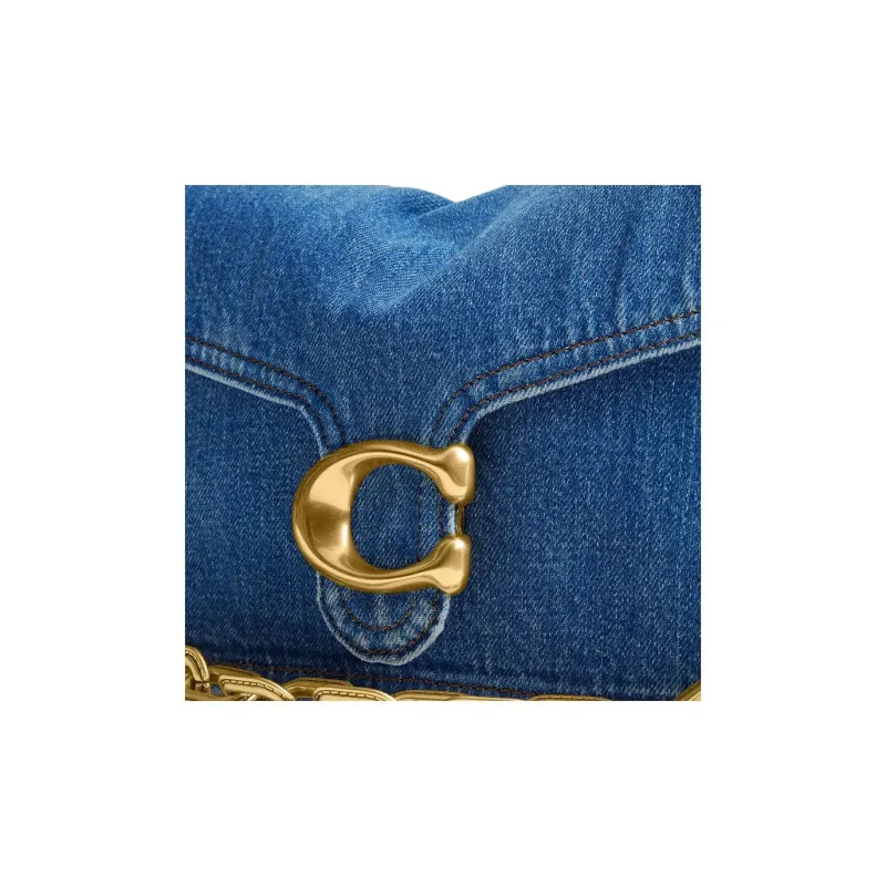 COACH ChainTabby Denim One Shoulder Handbag Medium Size Women's Dark Blue-5