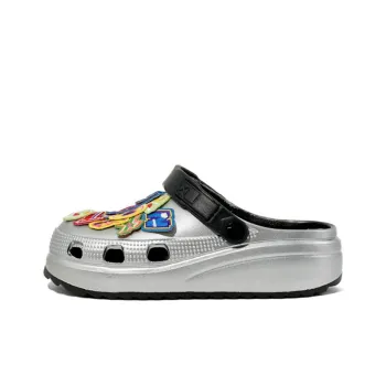 NANJIREN Clogs Unisex All Silver Black Strap