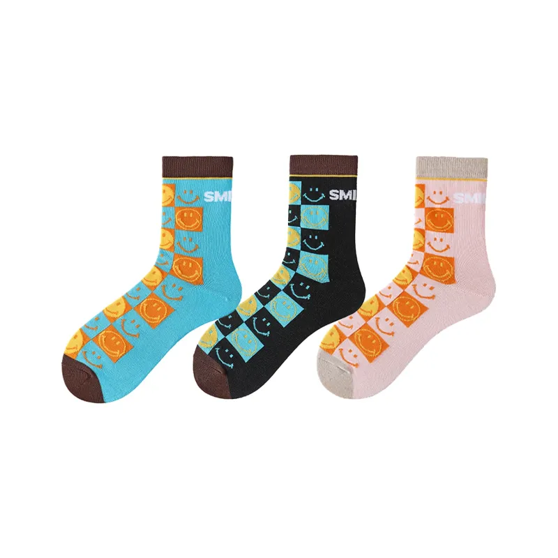 SMILEY Mid Calf Socks Unisex Combo Set-9