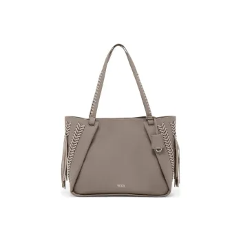 TUMI Leather Tote Bag Shopping Bag Shoulder Bags Women's Taupe