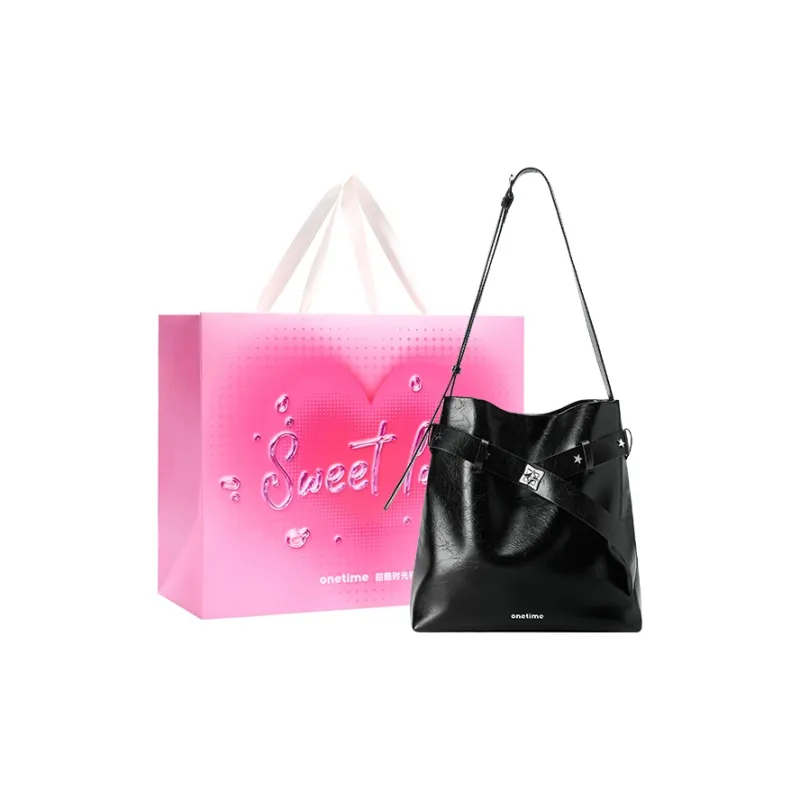 ONE TIME Synthetic Leather Shoulder Bag Regular Women's Black-0