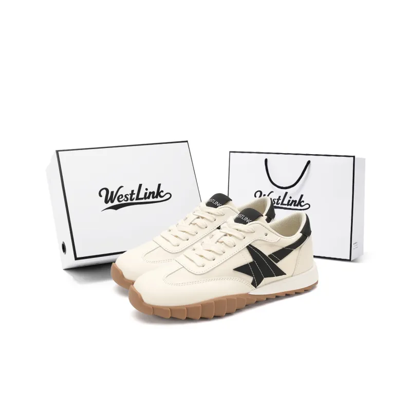 WESTLINK Breathable Lightweight Low-Top Casual Shoes Women's Beige/Black-0
