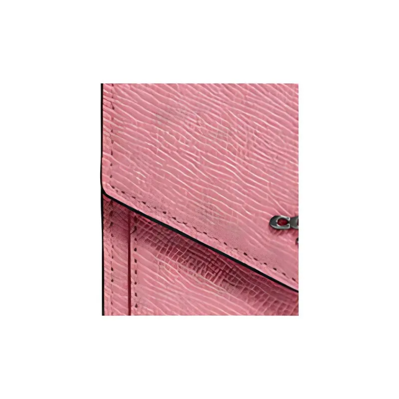 COACH Cross Grain Leather Card Holder, Coin Purse, Wallet Trumpets Women's Pure Pink-3