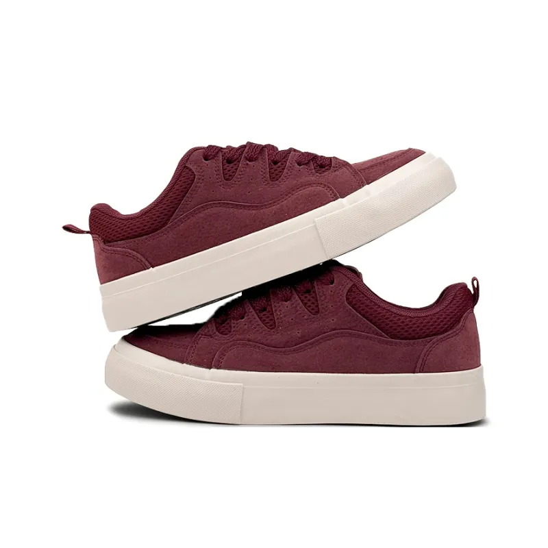 Mengsai Low Top Skateboard Shoes Women's Angora Red-3