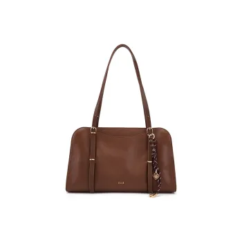 ELLE Crystal Vegetable Tanned Top Grain Cow Leather Shoulder Bag Women's Multicolor