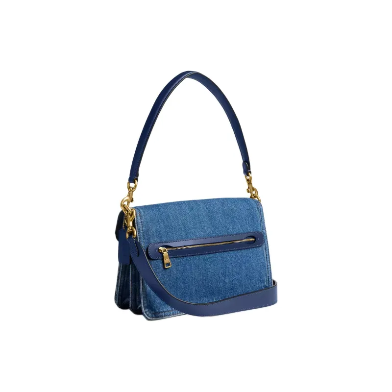COACH ChainTabby Denim One Shoulder Handbag Medium Size Women's Dark Blue-1