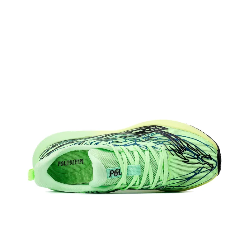 POLUDIYIPI Anti Slip And Wear Resistant Coverage Low Top Carbon Plate Casual Running Shoes Unisex Neon Green-3