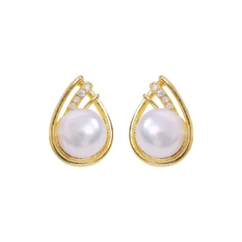 ZHENZHUAOMI Pearl Stud Earrings Women's