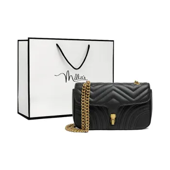 MILLIE'S Cow Leather Underarm Shoulder Bag, Crossbody Small Square Bag Regular Women's Black