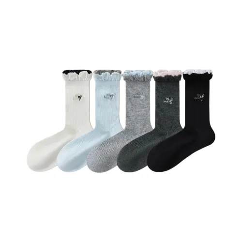 Temooues Mid Calf Socks Women's Combo Set