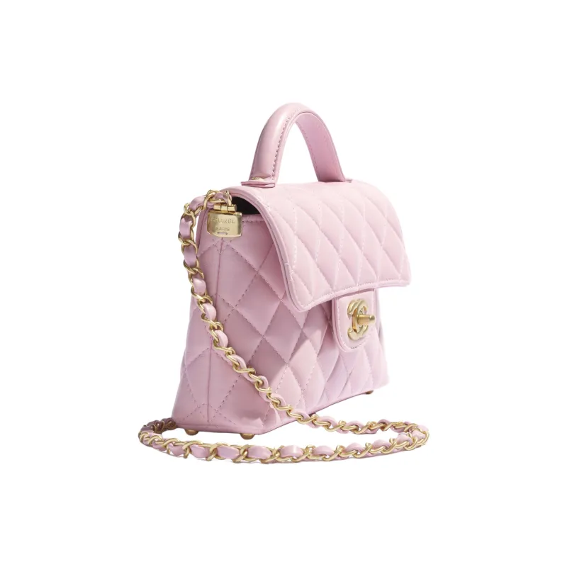 CHANEL Sheepskin Shoulder Bag, Crossbody Bag, Handbag Small Size Women's Light Pink-1