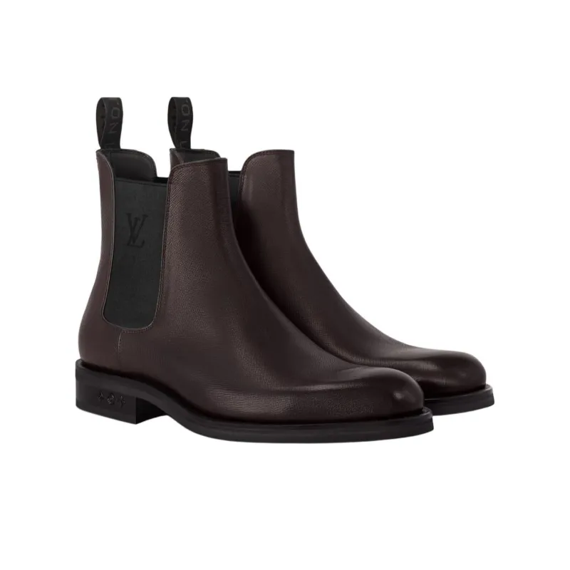LOUIS VUITTON Fle Short Chelsea Boots Men's Brown-1