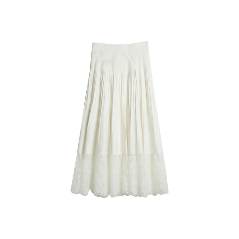 Olrain Casual Long Skirts Women's White-6