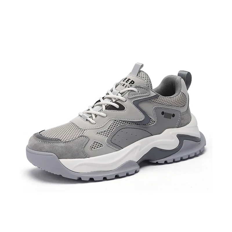 JEEP SPIRIT Slip Resistant, Abrasion Resistant, Breathable, Height Increasing Low Top Chunky Sneakers Unisex Gray-2
