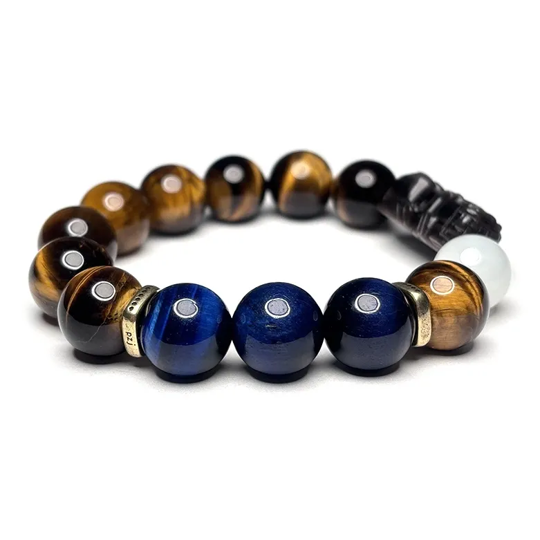 MOUNTAINS AND MANS Tiger's Eye Stone Luxury Good Luck Beaded Bracelet Men's-3