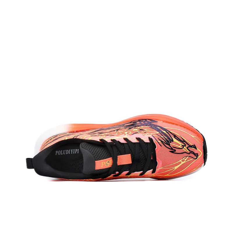 POLUDIYIPI Balance Support Lightweight Breathable Low Top Sprint Long Distance Running Shoes Unisex Flame Orange-3