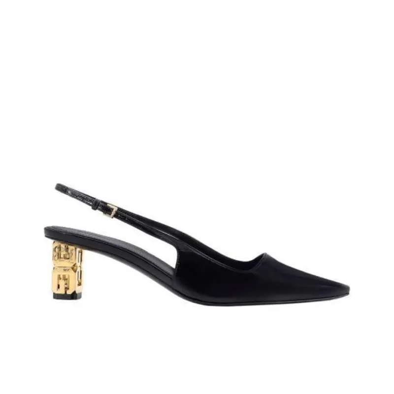 Givenchy G Cube Block Heel High Heels 5cm Women's Black-1