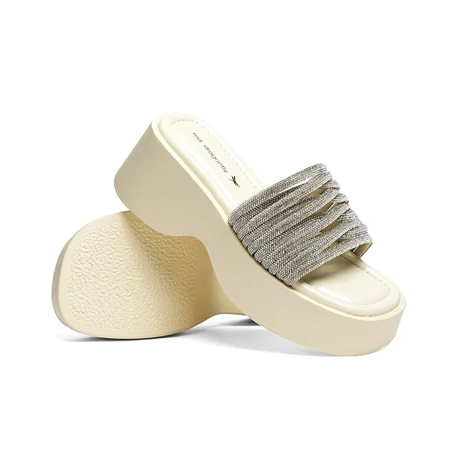 RED DRAGONFLY PU Polyurethane Rhinestone Slip Resistant Abrasion Resistant Slide Slippers Women's-15